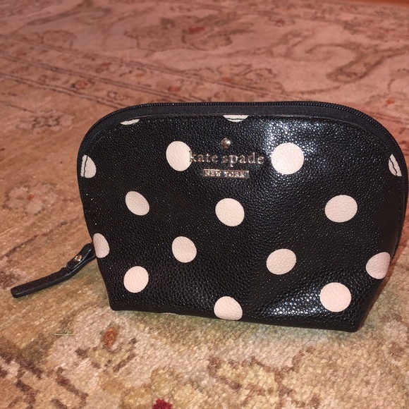 Kate spade New York morgan sunshine dot polka cosmetic travel bag case black - Picture 1 of 9
